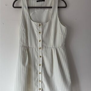 19 Cooper White Pinstripe Button-Front Midi Dress